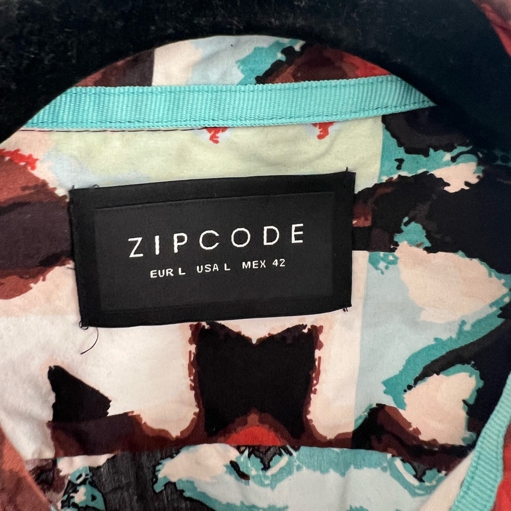 Zipcode Mens Abstract Design Button Up SZ L - Picture 2 of 3
